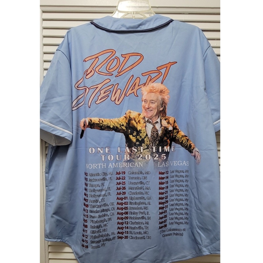 Rod Stewart One Last Time Tour 2025 Baseball Jersey Blue XL Concert Merch Shirt - Picture 4 of 6